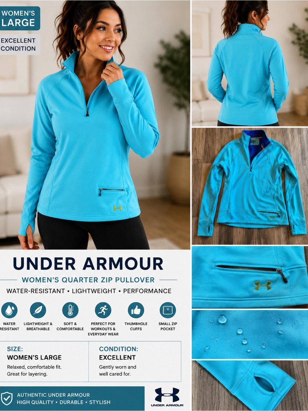 Under Armour Women's Quarter-Zip Pullover in Aqua/Turquoise